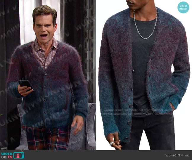 John Varvatos Mohair Cardigan Sweater worn by Leo Stark (Greg Rikaart) on Days of our Lives