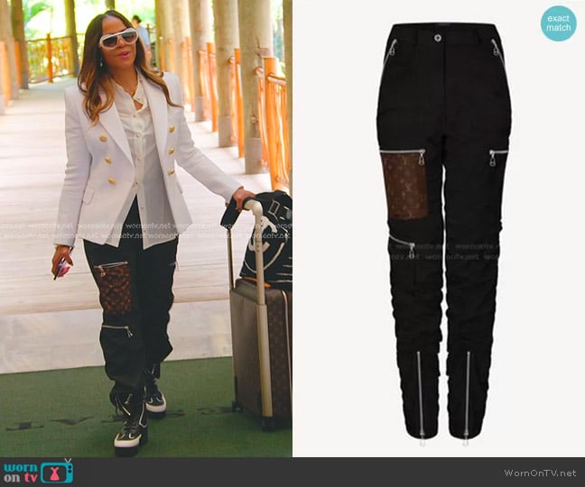 Louis Vuitton  Monogram Pocket Sporty Zipper Pants worn by Mary Cosby on The Real Housewives of Salt Lake City