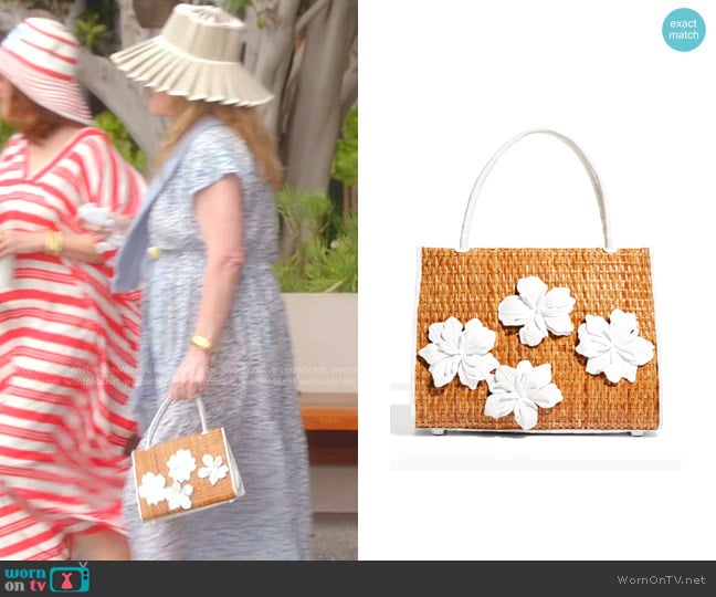 Nancy Gonzalez Wallis Mini Floral Crocodile & Wicker Top-Handle Bag worn by Kathy Hilton on The Real Housewives of Beverly Hills