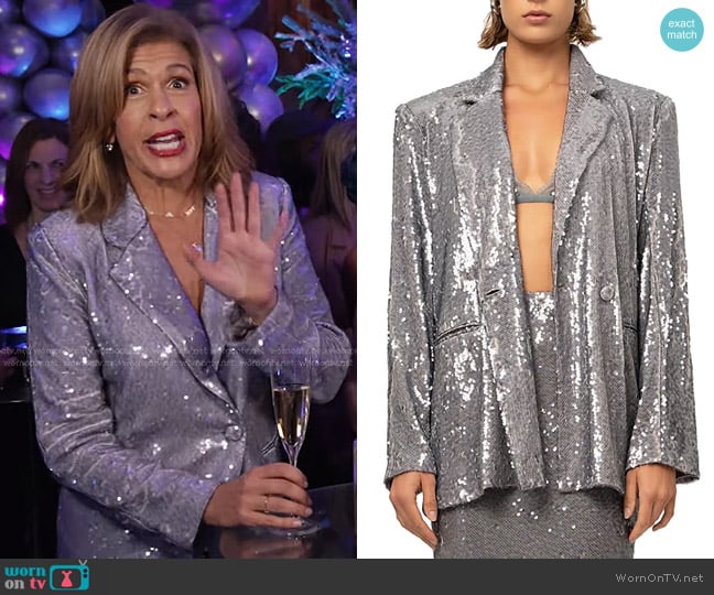 Nonchalant Label Sylvie Sequined Blazer in Quicksilver worn by Hoda Kotb on Today