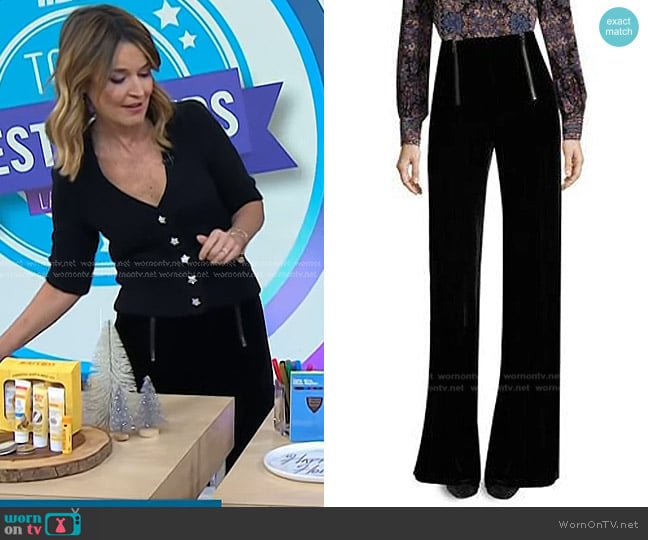 Nanette Lepore Textured Victoria Wide-leg Velvet Pants in Black worn by Savannah Guthrie on Today