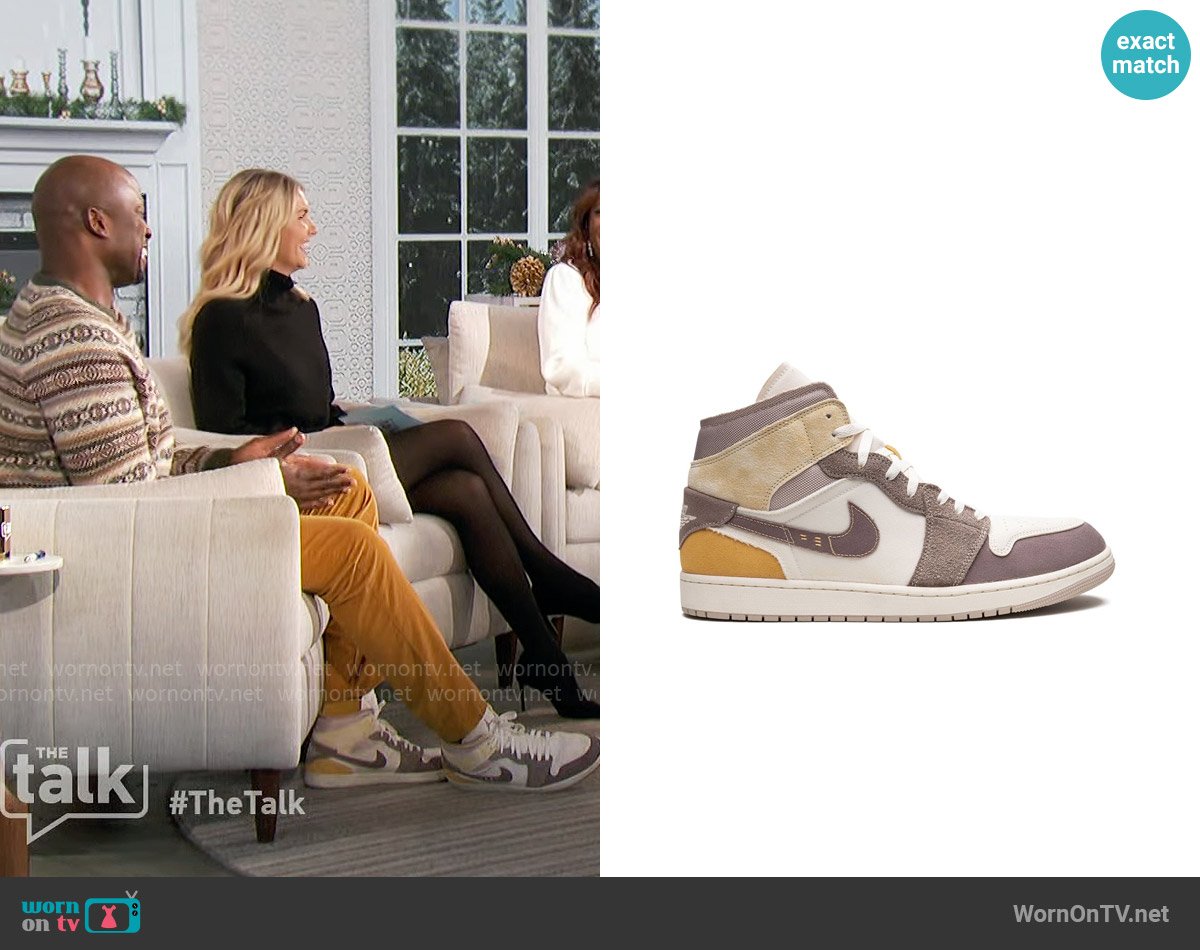 Nike Air Jordan 1 Mid SE Taupe Haze sneakers worn by Akbar Gbajabiamila on The Talk