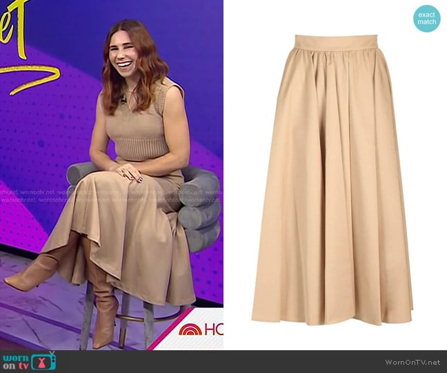 Patou Volume Peplum Hem Midi Skirt worn by Zosia Mamet on Today