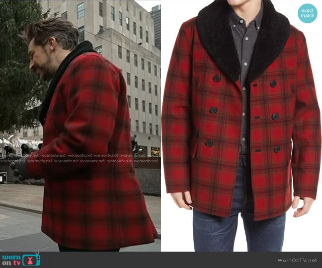 Pendleton Tribeca Genuine Shearling Trim Plaid Coat worn by Joe Fryer on Today