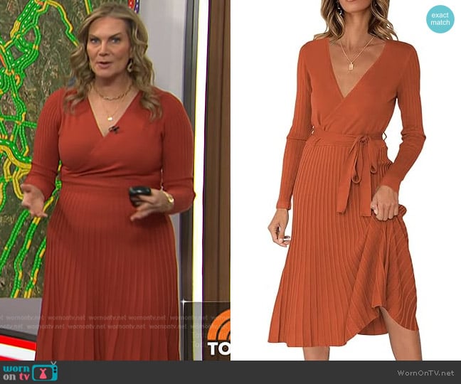 Pink Queen Sweater Wrap Dress worn by Emily West on Today