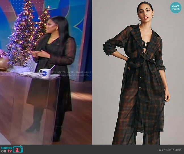 Porridge Sheer Pleated Trench Coat worn by Morgan Norwood on Good Morning America