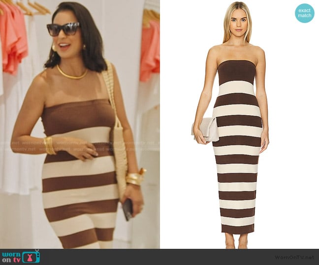 Jessel’s striped strapless dress on RHONY