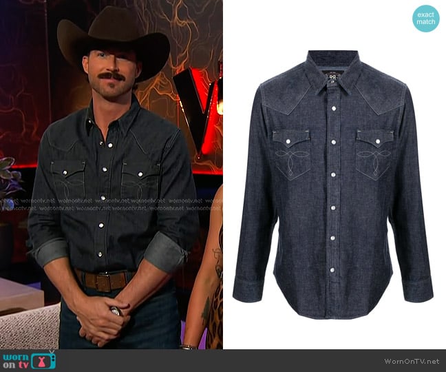 Ralph Lauren RR Long-sleeve Denim Western Shirt worn by Riley Green on The Voice