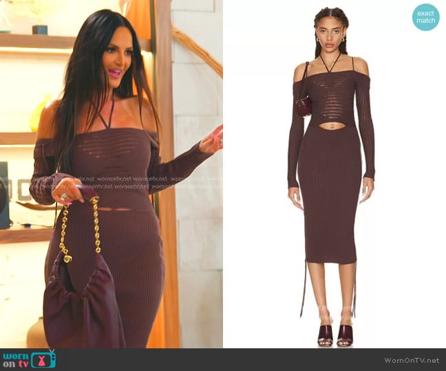 Andreadamo Ribbed Knit Midi Dress worn by Lisa Barlow on The Real Housewives of Salt Lake City