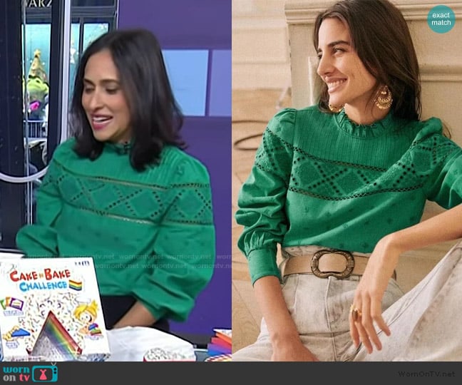 Sezane Lotta Blouse worn by Grace Bastidas on Today