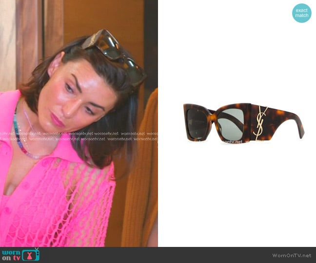 Saint Laurent SL M119 Blaze Sunglasses worn by Bronwyn Newport on The Real Housewives of Salt Lake City