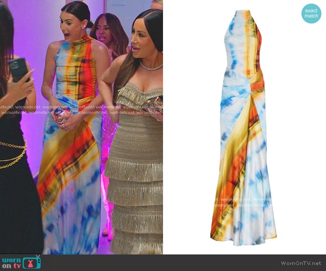 Silvia Tcherassi Frances Tie-Dyed Jersey Maxi Dress worn by Bronwyn Newport on The Real Housewives of Salt Lake City