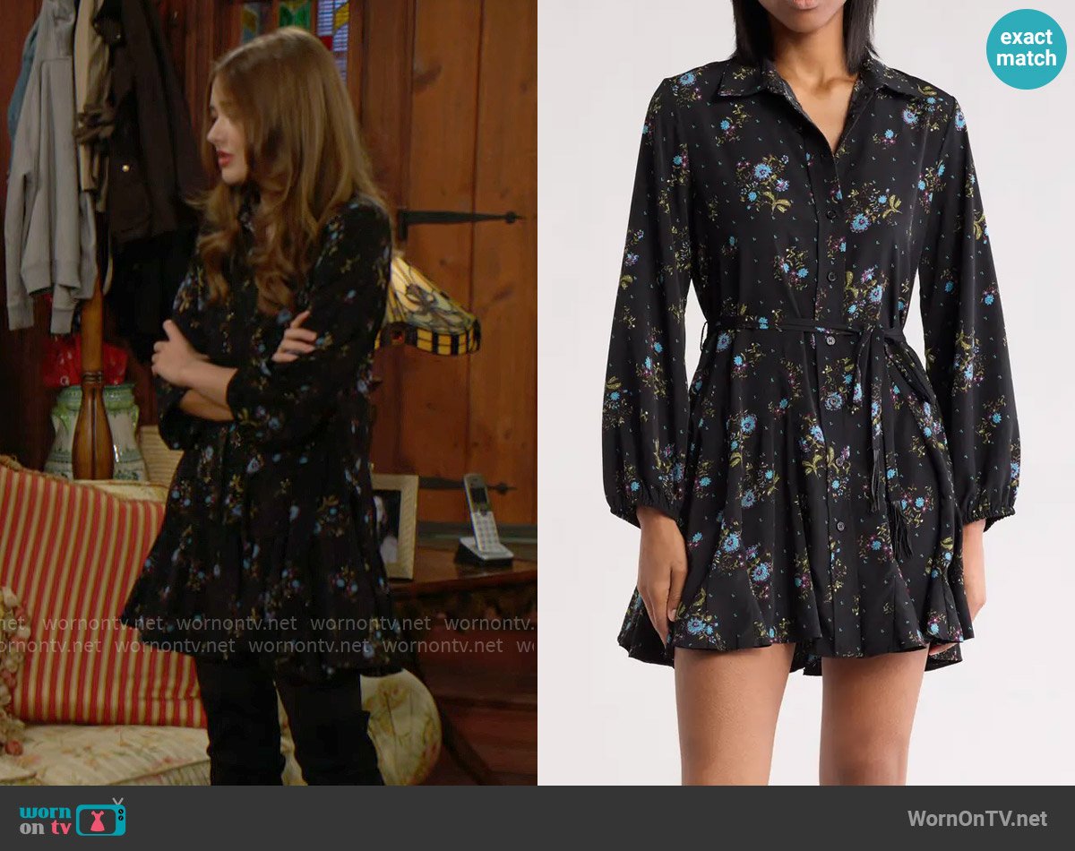 Stitchdrop Rose Long Sleeve Shirtdress worn by Faith Newman (Reylynn Caster) on The Young and the Restless