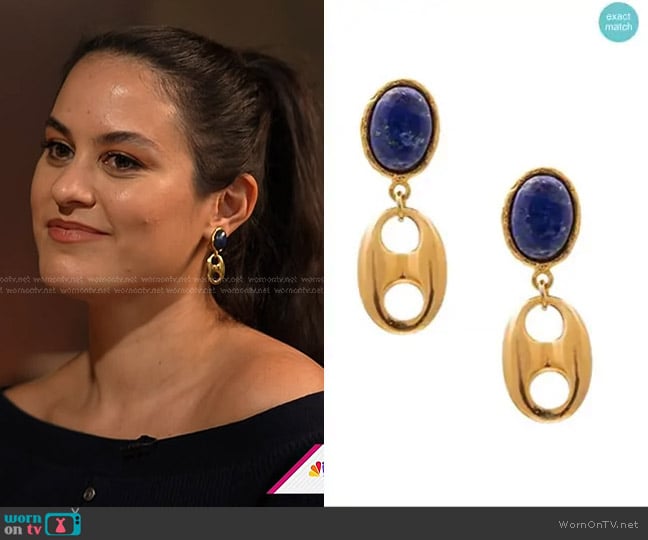 Sylvia Toledano Chain Neo 22K-Gold-Plated & Lapis Lazuli Clip-On Drop Earrings worn by Donna Farizan on Today