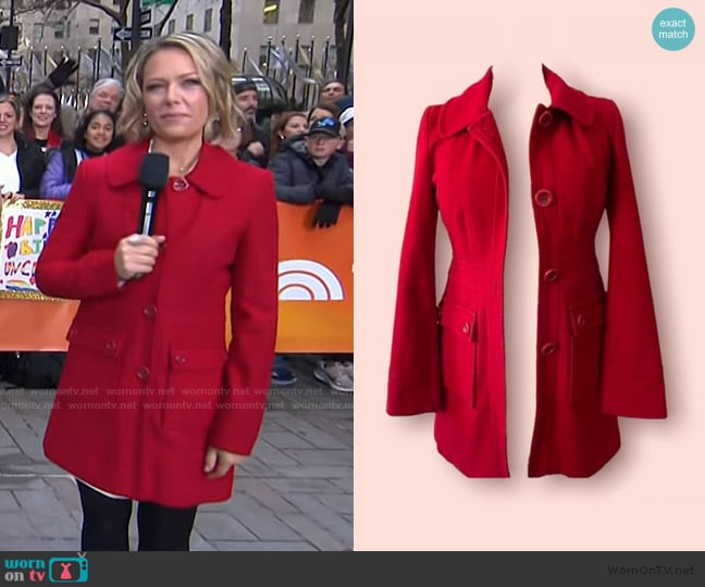 Tulle Red Retro Wool Coat worn by Dylan Dreyer on Today