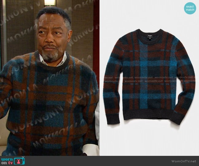 Todd Snyder Alpaca Plaid Crew Sweater worn by Abe (James Reynolds) on Days of our Lives