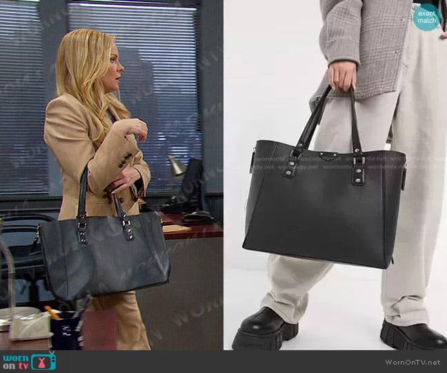 Topshop Top Handle Bag in Black worn by Belle Brady (Martha Madison) on Days of our Lives