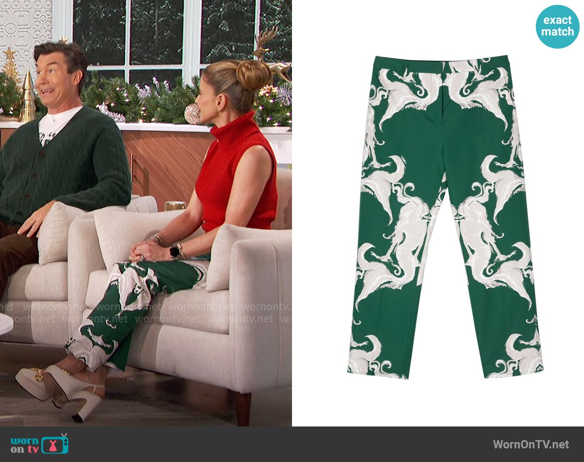 Valentino Metamorphos Siren trousers worn by Natalie Morales on The Talk