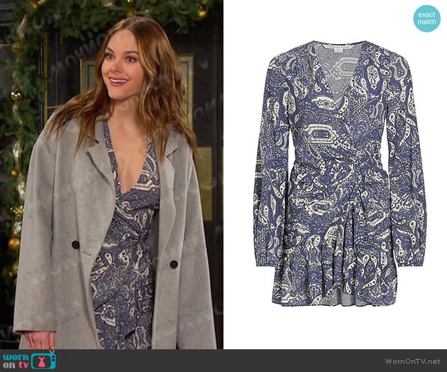 Stephanie’s blue paisley dress on Days of our Lives