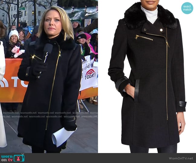 Via Spiga Asymmetrical Faux-Fur-Collar Coat worn by Dylan Dreyer on Today