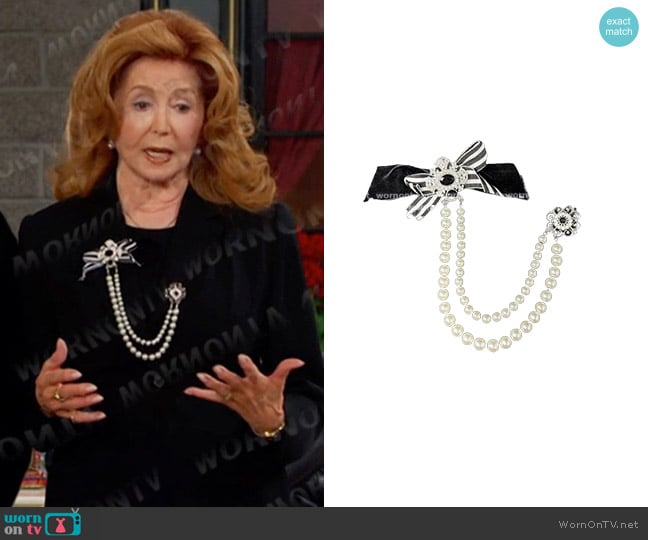 White House Black Market Faux Pearl Crystals Brooch worn by Maggie Horton (Suzanne Rogers) on Days of our Lives