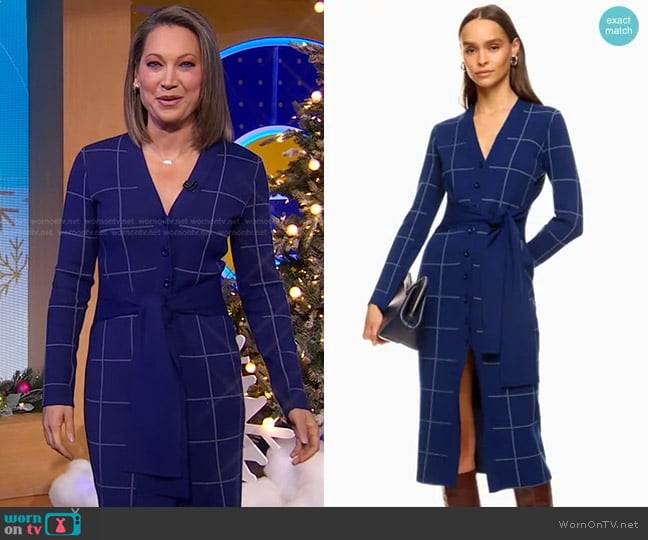 Toccin x RTR Windowpane Cardigan Dress worn by Ginger Zee on Good Morning America