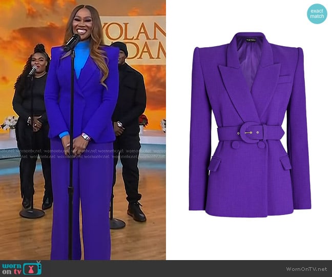 Sergio Hudson Wool Belted Blazer worn by Yolanda Adams on Today