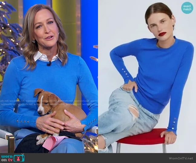 Zara Basic Knit Sweater worn by Lara Spencer on Good Morning America