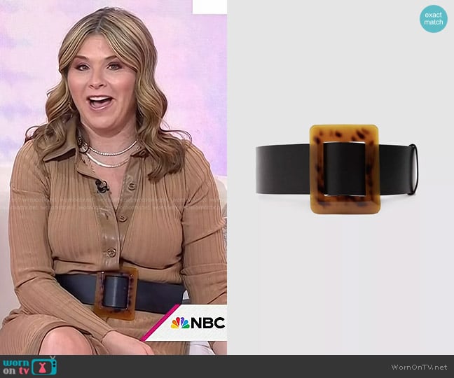 Zara Tortoiseshell Effect Buckle Wide Belt worn by Jenna Bush Hager on Today