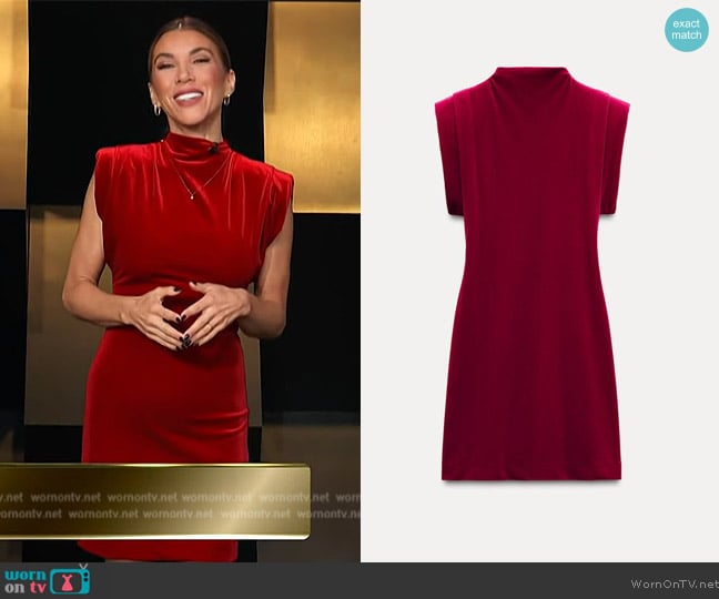 Adrianna’s red velvet mini dress on Access Hollywood