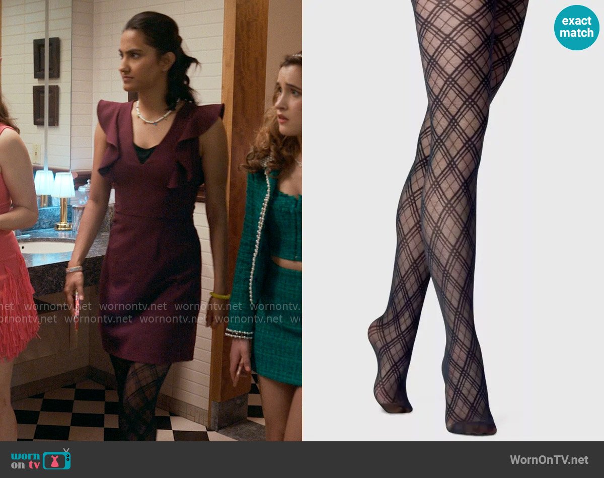 A New Day at Target Bias Plaid Tights worn by Bela Malhotra (Amrit Kaur) on The Sex Lives of College Girls