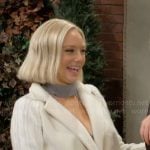 Abby’s white cable knit coat on The Young and the Restless