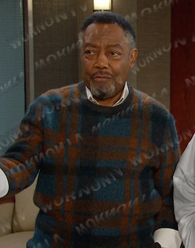 Abe's plaid mohair sweater on Days of our Lives