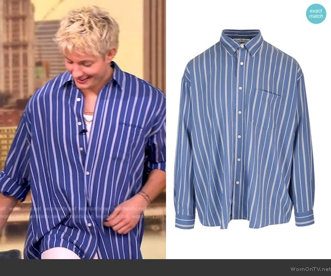 Acne Studios Logo Embroidered Striped Shirt worn by Matt Rife on The View