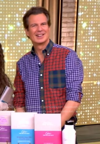 Adam Glassman’s colorblock check shirt on The View