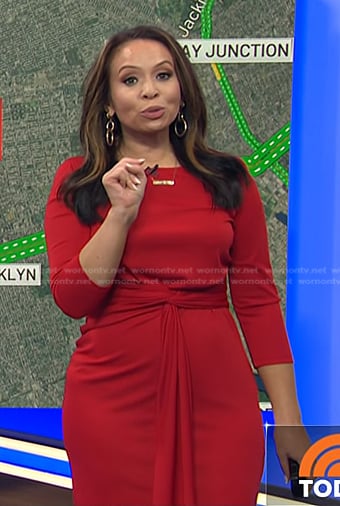 Adelle’s red tie waist dress on Today