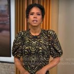 Adriana Diaz’s printed puff-sleeve dress on CBS Mornings