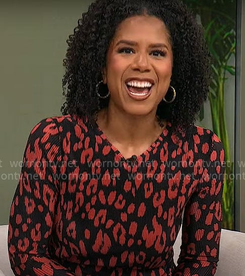 Adriana Diaz's red leopard print dress on CBS Mornings