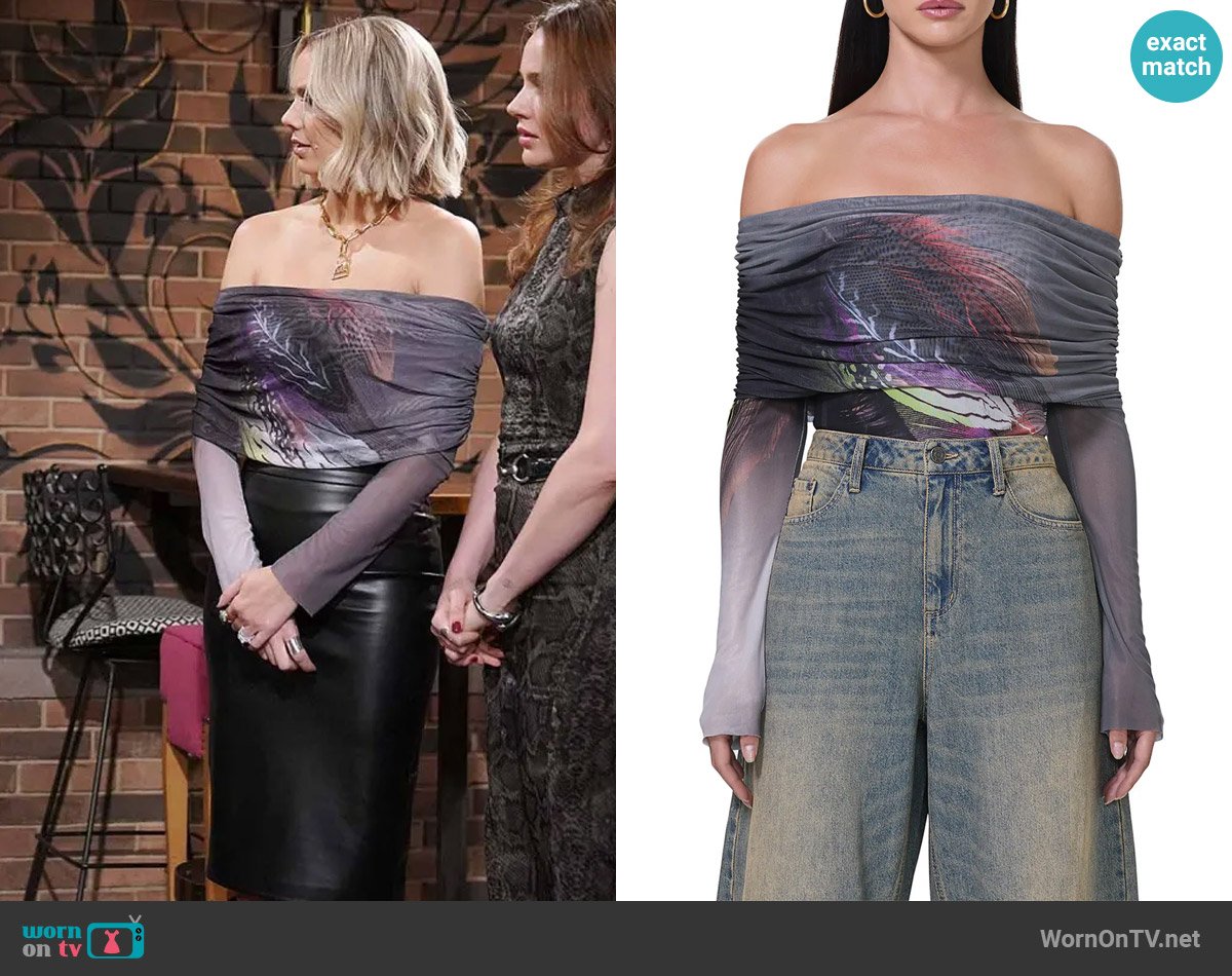 AFRM Maxine Bodysuit in Dark Feather worn by Abby Newman (Melissa Ordway) on The Young and the Restless