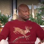 Akbar’s red deer sweater on The Talk