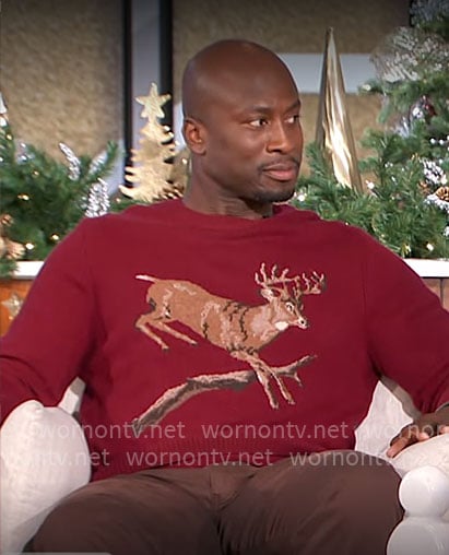 Akbar's red deer sweater on The Talk