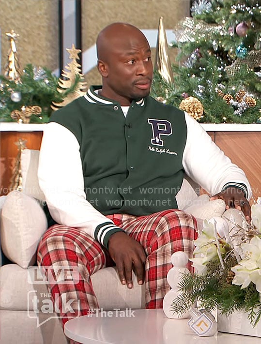 Akbar's green P bomber jacket on The Talk