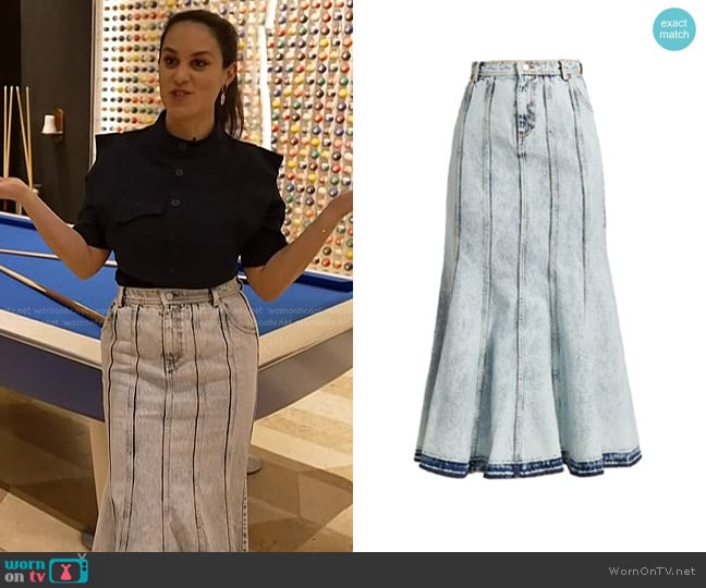 Aknvas Lex Seamed Denim Midi-Skirt in Acid worn by Donna Farizan on Today