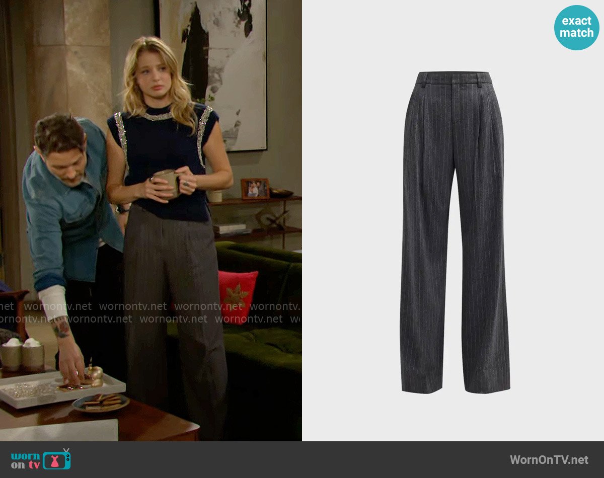 A.L.C. Charles High-Rise Pinstripe Pants worn by Summer Newman (Allison Lanier) on The Young and the Restless