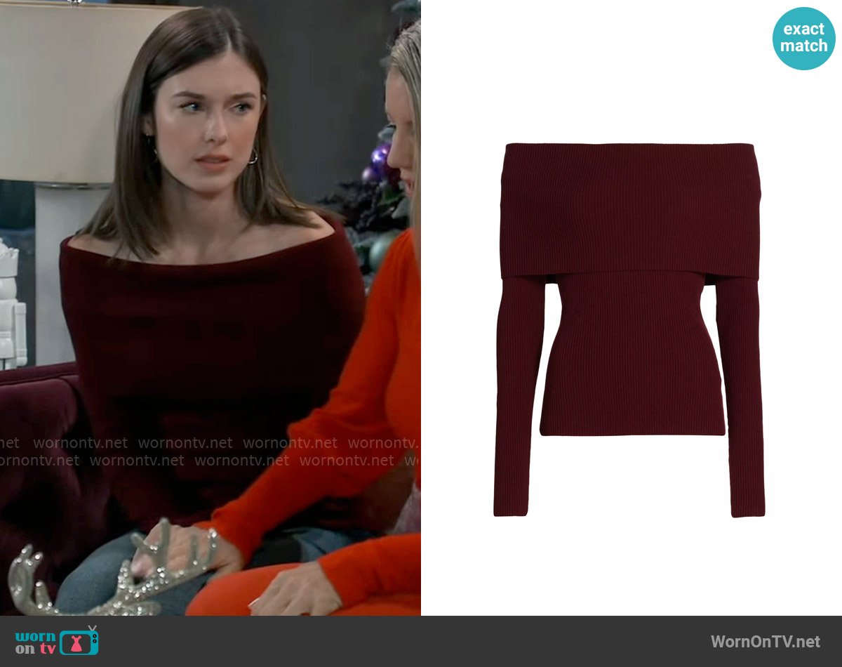 A.L.C. Evelyn Top in Burgundy worn by Willow Tait (Katelyn MacMullen) on General Hospital