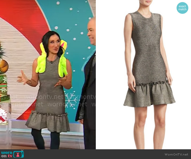 A.L.C. Kilmer Shimmer Mini Dress worn by Elizabeth Werner on CBS Mornings