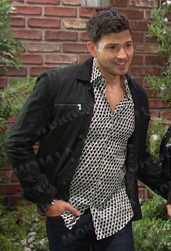 Alex's white geometric print shirt on Days of our Lives