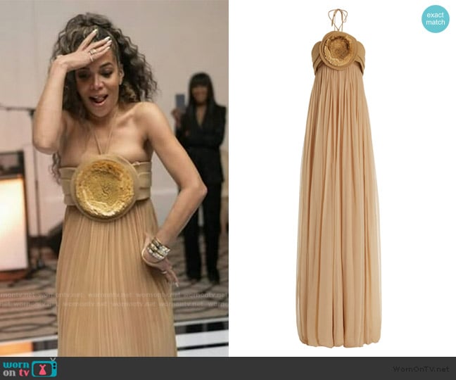 Alexis Mallorie Chiffon Halter Maxi Dress worn by Sunny Hostin on The View