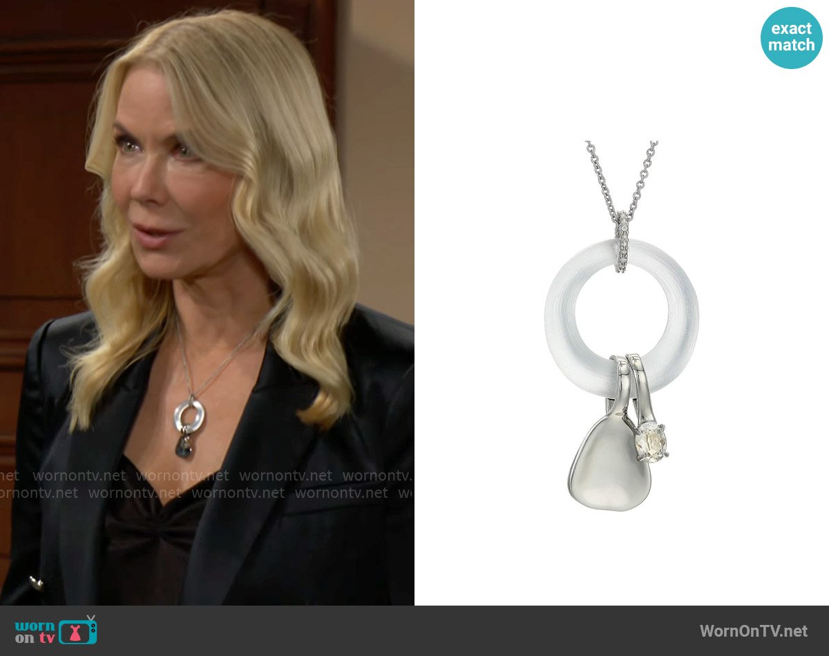 Alexis Bittar Circle Link Necklace with Liquid Metal Charms worn by Brooke Logan (Katherine Kelly Lang) on The Bold and the Beautiful