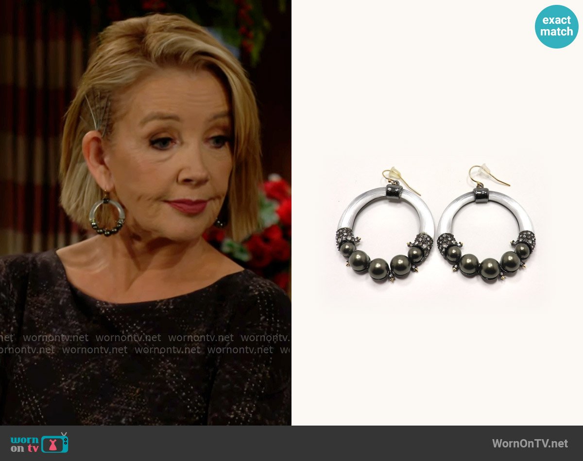 Alexis Bittar Lucite Hoop Earrings worn by Nikki Reed Newman (Melody Thomas-Scott) on The Young and the Restless